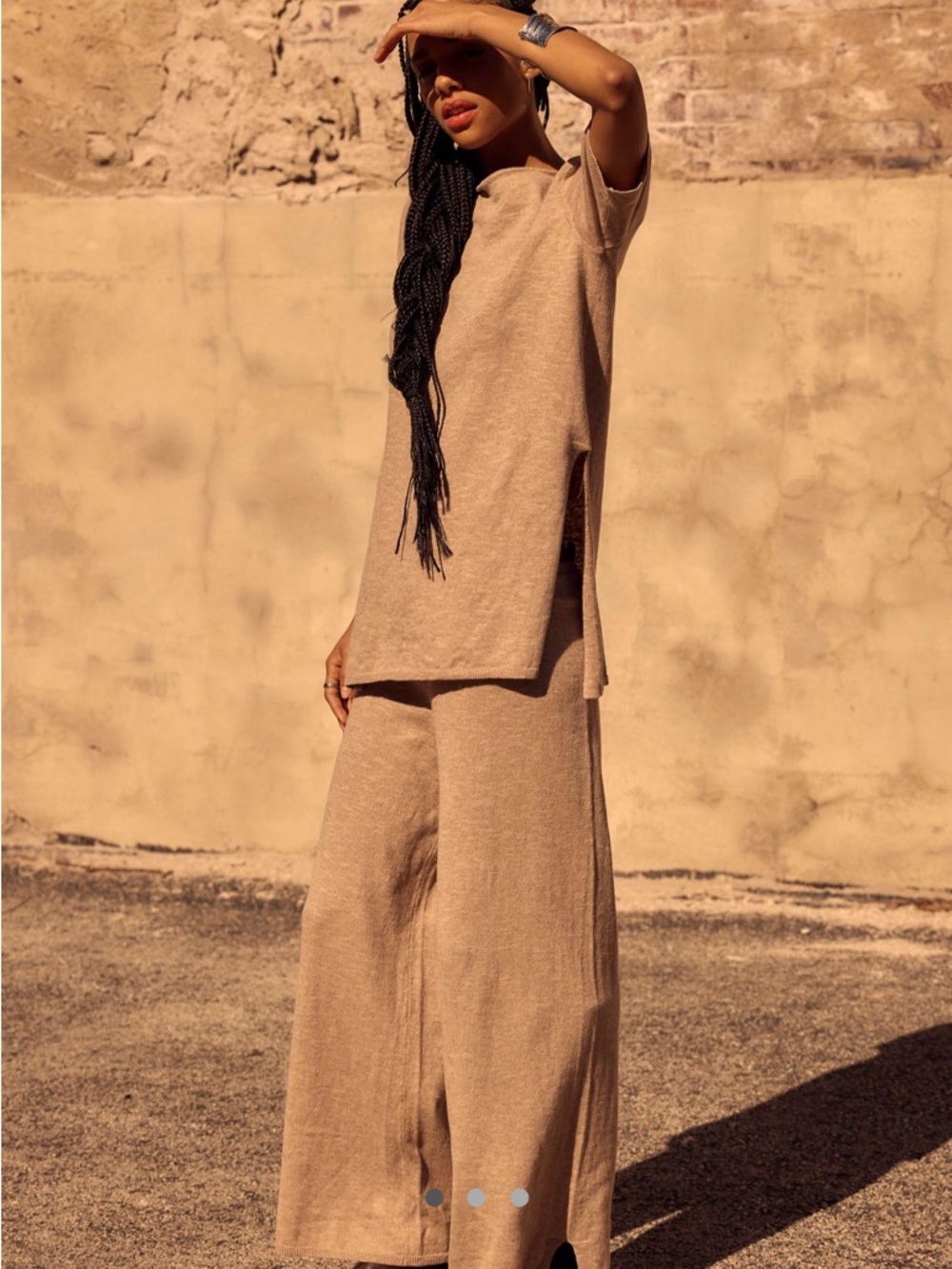 Free People Cozy Wide-Leg Knit Set in Taupe